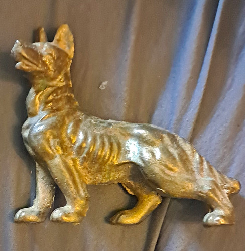 Brass dog figurine ornament - brass,