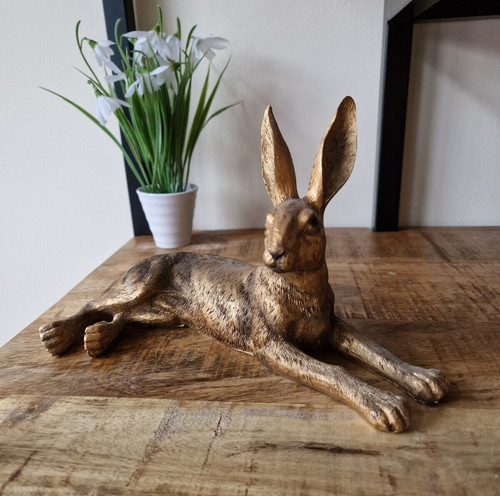 Bronze resin hare rabbit - bronze,